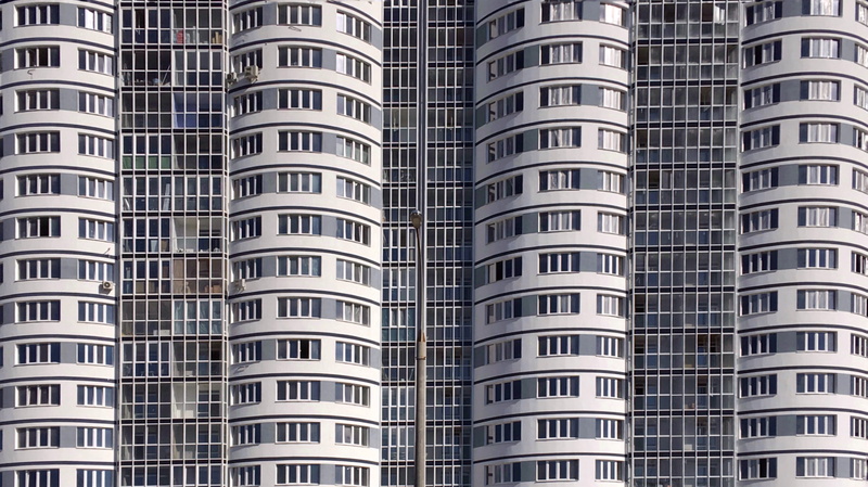 built structure, low angle view, housing development, white, high, pattern, balcony, street, architecture, building exterior, belarus, streetphotography
