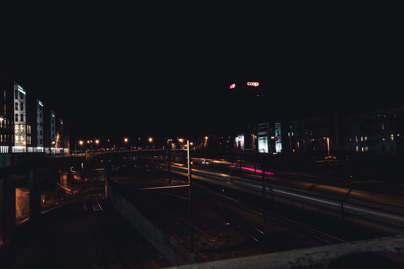 sky, railroad track, hype, illuminated, built structure, city life, light, building, street, skyscraper, rail transportation, city, photooftheday, no people