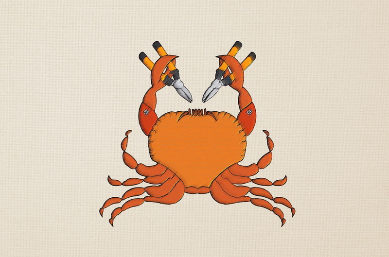 crab, close-up, pattern, insect, artwork, invertebrate, orange color, animal, indoors, animal wildlife, no people, cut out, 1080P, wall - building feature