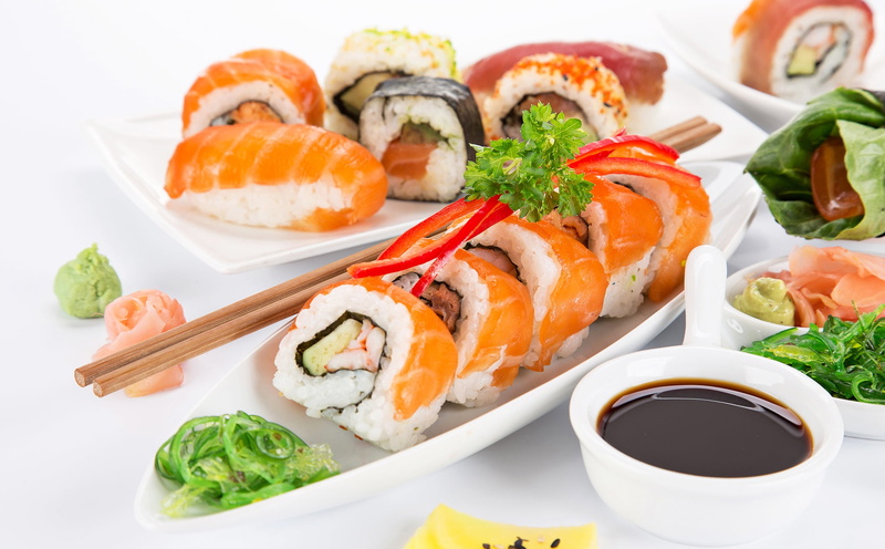 rolls, fish, sushi, seafoods, sauce, 1080P