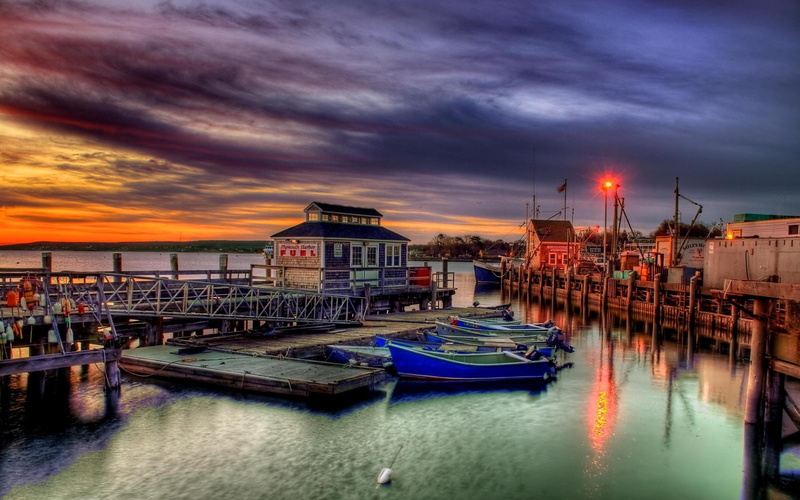 colorful, boat, ocean, view, brown, boardwalk, orange, amazing, beautiful, house, port, blue, harbour, sunset, boats, 2K, sple, peaceful, five, lovely