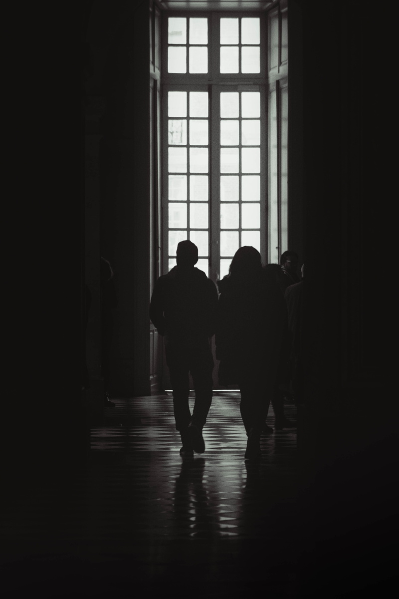 architecture, window, leisure activity, building, group of people, light, standing, person, adult, bnw, 4K, silhouette, indoors, walking, flooring, day