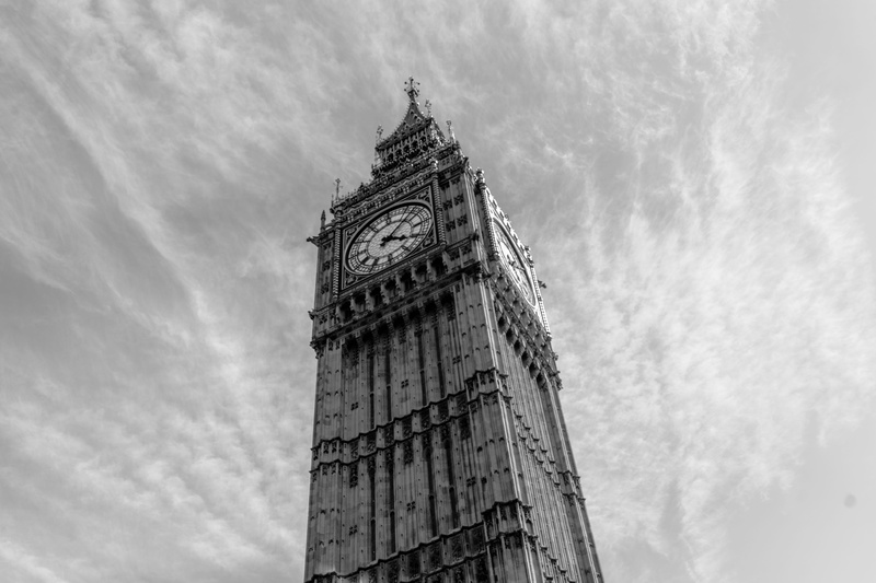 time, tall - high, architecture, clock, clock tower, tourism, black and white, nature, no people, tower, built structure, 5K, building exterior, travel destinations
