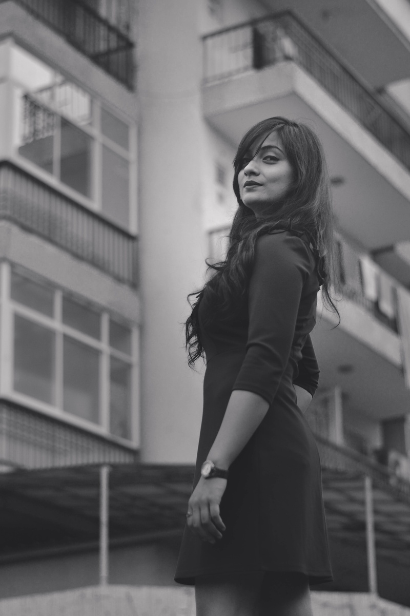 leisure activity, beautiful woman, lifestyles, hair, one person, standing, casual clothing, india, hairstyle, model, bnw, focus on foreground, people, real people