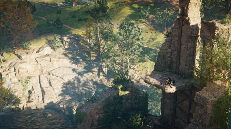 blue, trees, Randvi, mountains, Eivor, 1080P, green, Assassins Creed: Valhalla, Assassins Creed Valhalla, landscape