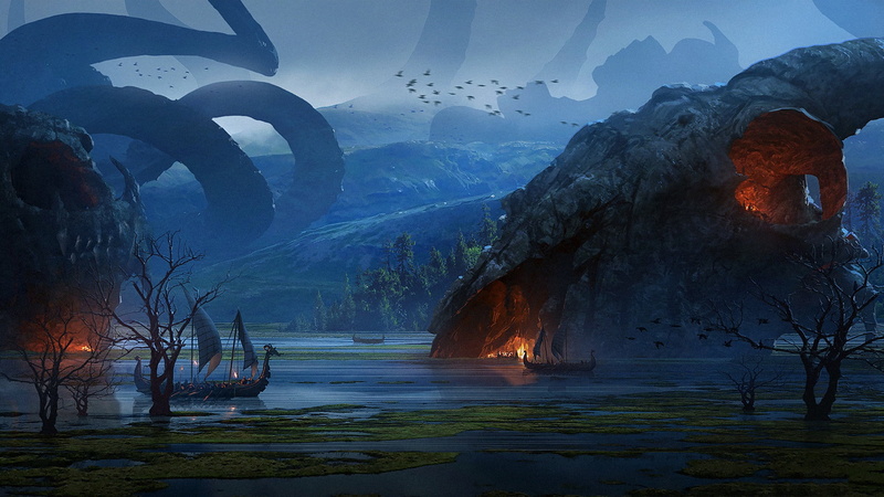 Viking, Drakkar, Fantasy, 1080P