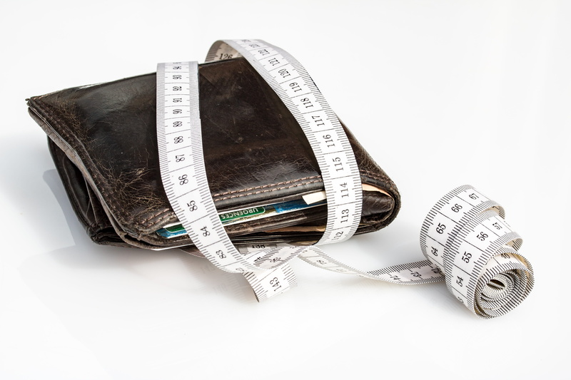 savings, 5K, currency, studio shot, purse, millimeter, isolated, Levy, tape, white background, dieting, debt, tighten, save, covered, business, leather wallet