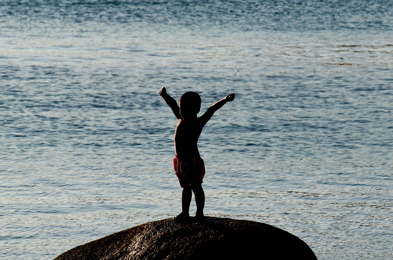 real people, one person, victoire, lifestyles, jeu, leisure activity, sea, bord de mer, standing, solid, water, nature, plage, exercising, rock, beach