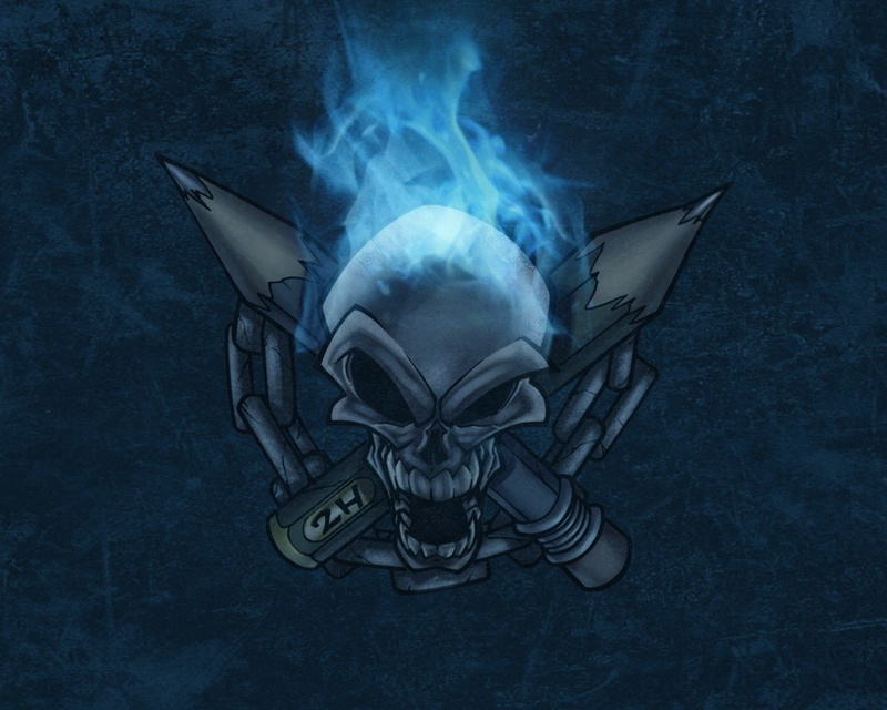 military, high angle view, robot, space, representation, nature, Blue, cyborg, concepts, smoke - physical structure, bone, Skull, close-up, crossbones
