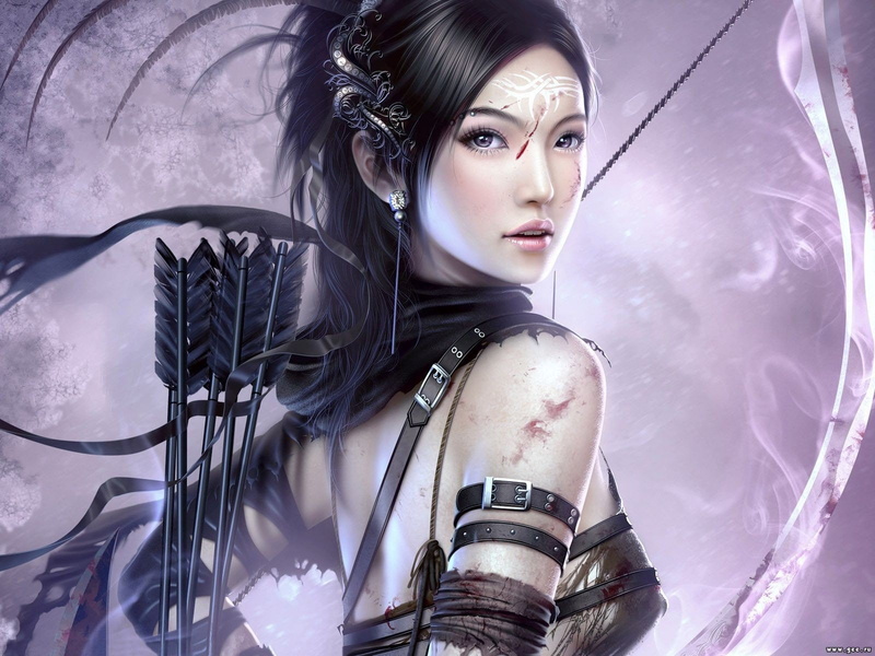 archers, weapon, arrows, Wibisono, Mario, digital, bow, 720P, art, blood