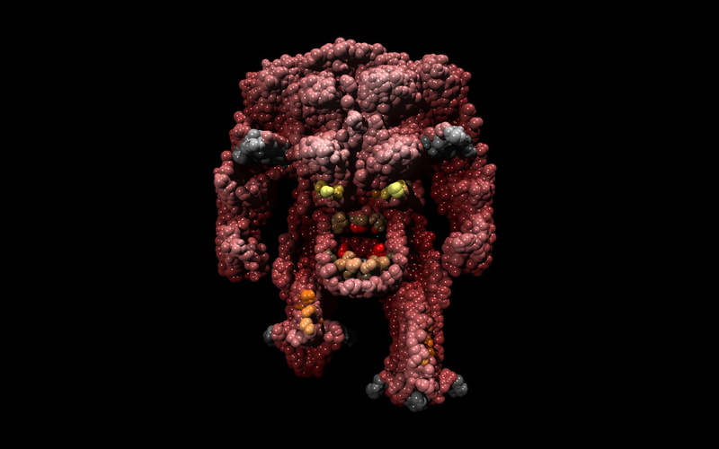 black background, red, Doom (game), monster, food, CGI, representation, still life, cut out, healthy eating, black, pattern, freshness, pink color, no people