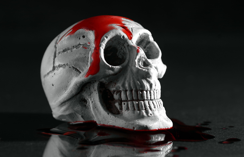 the fear, evil, scare, spirit, human skull, black background, human body part, surprise, to kill, single object, murder, dark, spooky, ominous, indoors