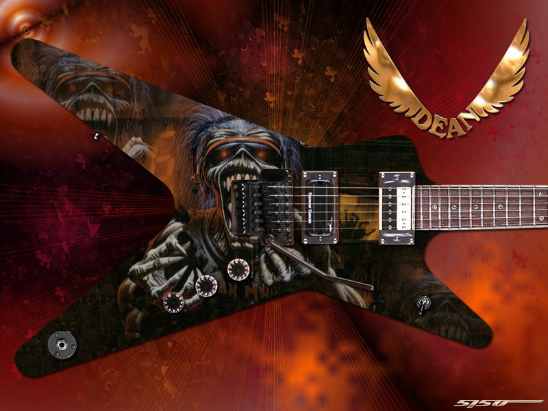 480P, brown, hd, maiden, guitar, flying, iron, electric, music, v