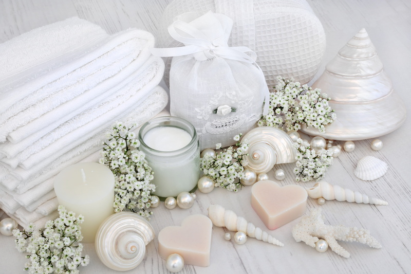 still life, flowers, bath, candle, seashells, salt, 5K, spa, shell, soap