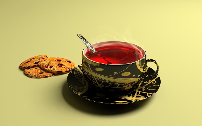 1080P, ceramic, food, chocolate chip cookie, breakfast, caffeine, cookies, heat - Temperature, indoors, food and drink, tea cup, white, refreshment, gourmet