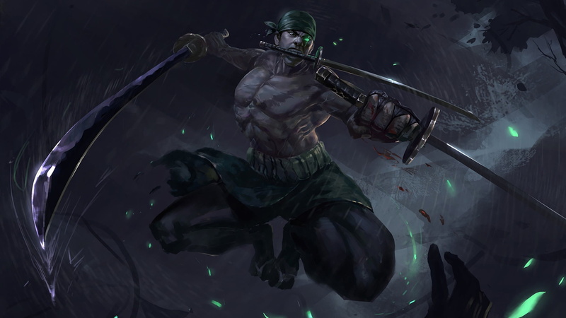 Samurai, fantasy art, warrior, swords, battle, artwork, muscles, dark, fantasy, weapons, 1080P, katana, pirate, rain, bandana
