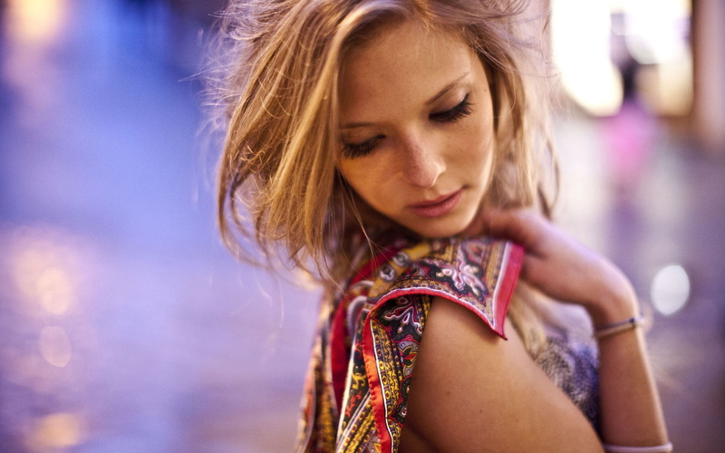 city Life, casual Clothing, pink, headshot, scarf, looking, yellow, tenderness, human Face, focus on foreground, carefree, caucasian Ethnicity, hair, fashion Model