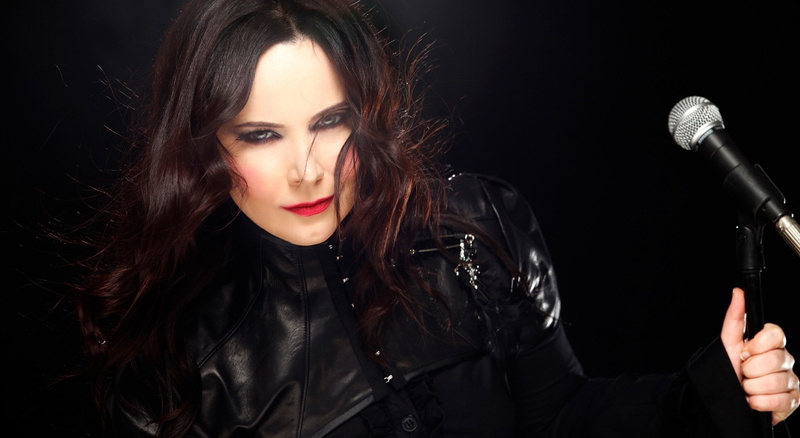 portrait, black, red lipstick, singer, musician, long hair, adult, hairstyle, leather, Şebnem Ferah, one person, input device, beautiful woman, studio shot
