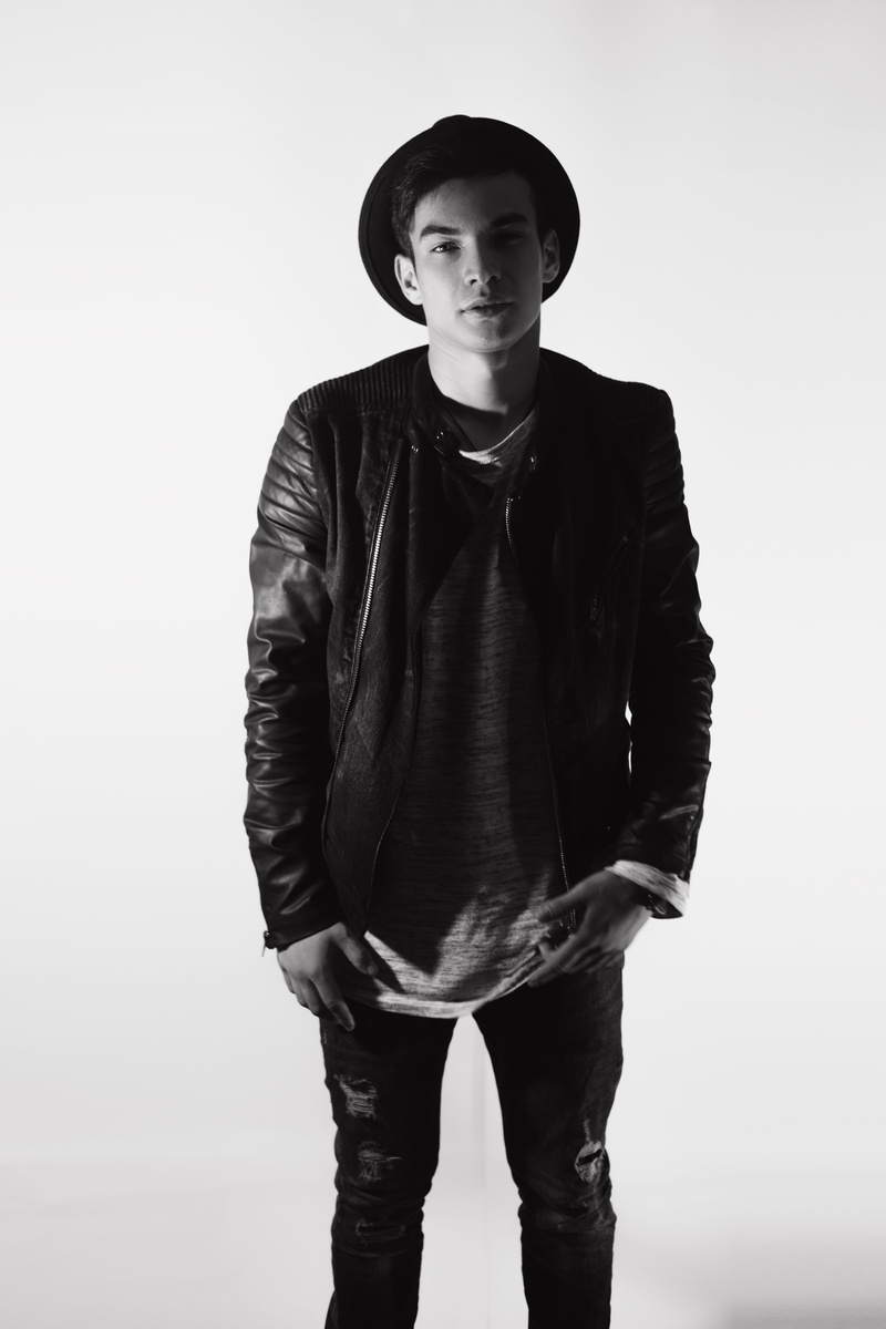 standing, clothing, photoshoot, contemplation, fashion, black And White, three quarter length, men, photo, leather jacket, young men, one Man Only, man
