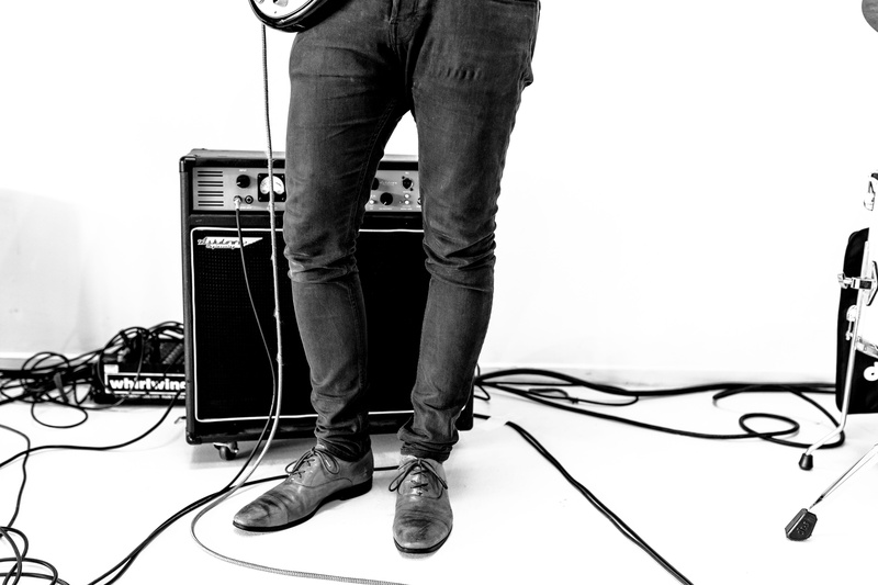 human leg, one Person, jeans, connection, males, guitar, denim, body part, sound, electrical equipment, musical instrument, music, standing, shoe, black and white