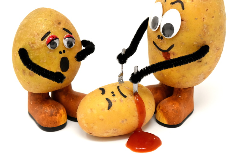 cannibals, blood, fun, art and craft, eat, kill, decors, celebration, wellbeing, fork, orange color, potatoes, indoors, knife, no people, funny, healthy eating