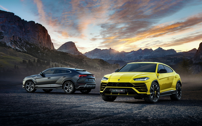 mode of transportation, transportation, scenics - nature, beauty in nature, land vehicle, mountain range, Lamborghini, Urus, non-urban scene, k, 2018, motor vehicle