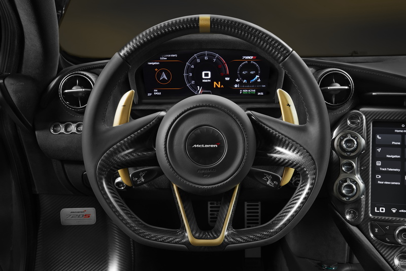 circle, mclaren, mclaren 720s, car, black color, gauge, luxury, transportation, indoors, wheel, control panel, hd, technology, equipment, geometric shape