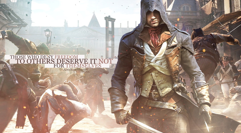 s, black, one person, Assassins Creed, assassin, freedom, flag, lifestyles, creed, outdoors, arno, 1440, pets, sunlight, domestic, animal wildlife, unity