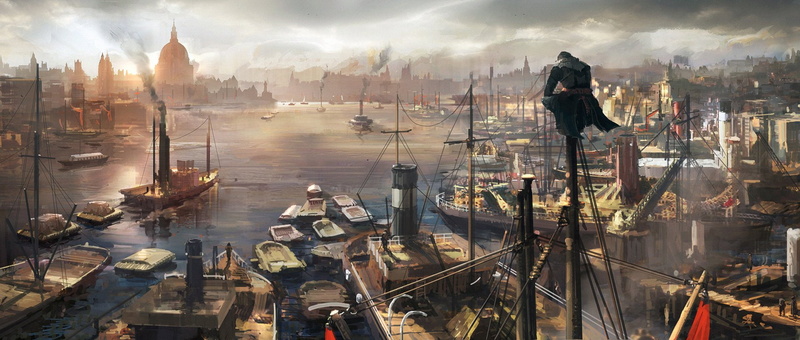 finance, sky, Jacob Frye, transportation, landscape, nautical vessel, 1080P, city life, Assassins Creed: Syndicate, building, city, architecture, digital composite