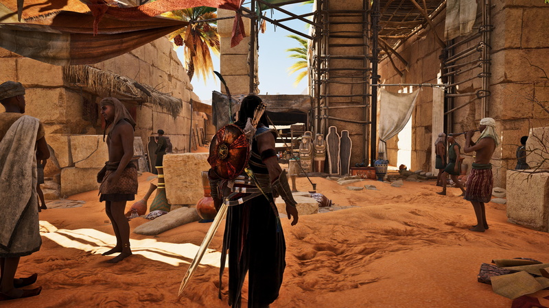 nature, architecture, holding, sunlight, outdoors, group of people, built structure, 5K, Bayek, video games, men, building, Ubisoft, building exterior