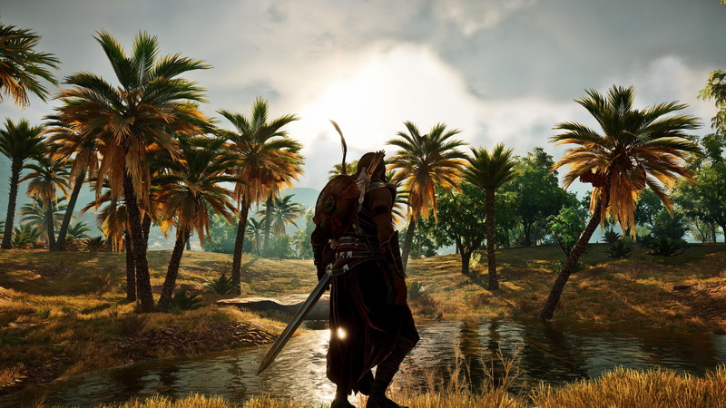 5K, lifestyles, tree, tropical climate, land, water, sky, video games, one person, real people, leisure activity, Assassins Creed: Origins, Assassins Creed