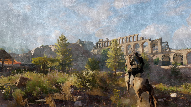 ruined, built structure, nature, day, 1080P, tree, travel, Assassins Creed: Origins, building, mammal, ancient civilization, animal, ancient, Origins