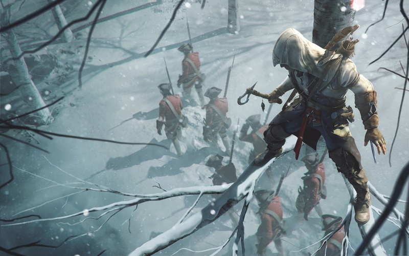 nature, army soldier, 720P, military, winter, sign, assassins creed 3 connor kenway, day, high angle view, unrecognizable person, occupation, outdoors