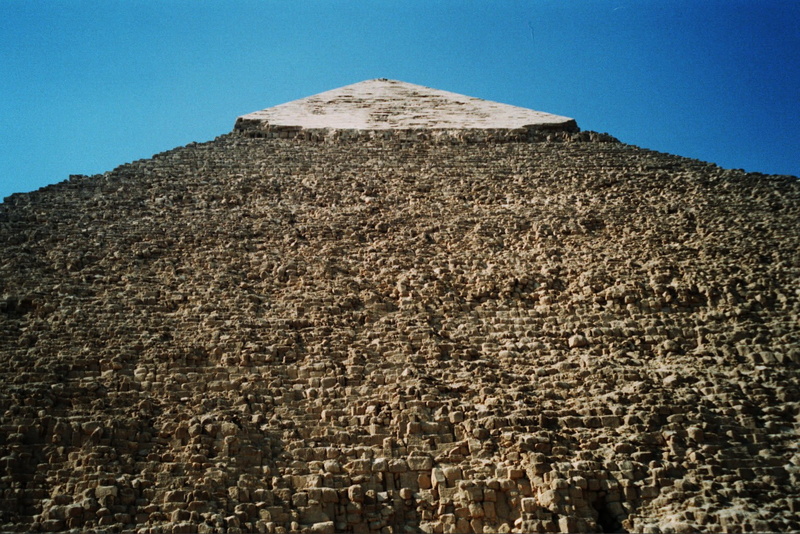 no people, pyramid, arid climate, blue, the past, ancient civilization, climate, low angle view, tourism, travel destinations, archaeology, built structure
