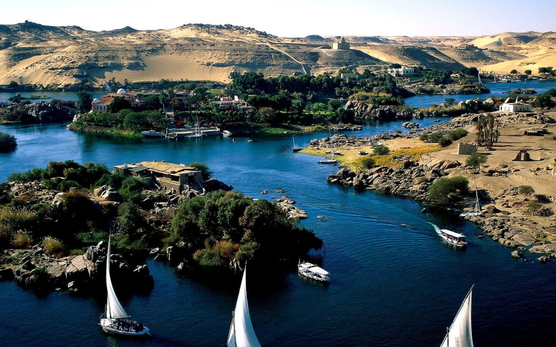 travel, day, sailboat, scenics - nature, Nile, outdoors, tranquil scene, water, high angle view, boat, transportation, mode of transportation, no people