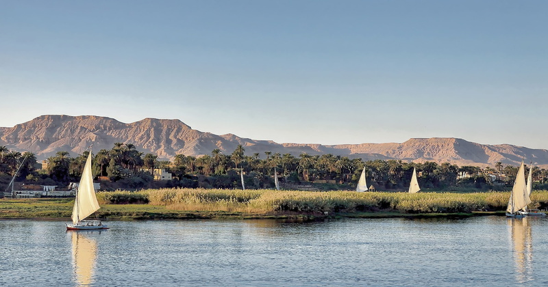 beauty in nature, plant, lake, felucca, sailing boats, water, 2K, egypt, mountain, tranquility, mountain range, no people, travel, non-urban scene, nature