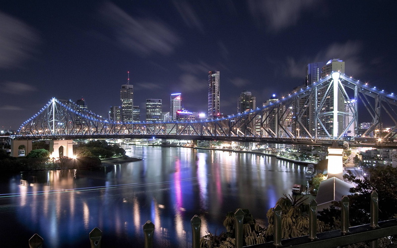 queensland, city, desktop, story, australia, bridge, night, 2K, hd