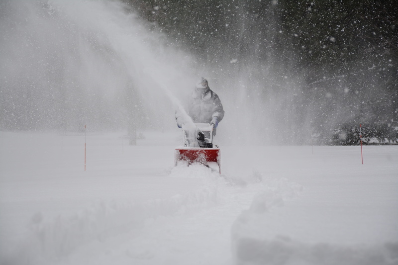 plowing, White, snowing, snowfall, motion, thrower, cold temperature, snow, white color, winter sport, weather, day, extreme weather, man, sport, rear view