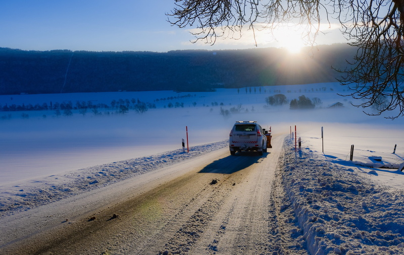cold, landscape, snow, winter, rural, tree, beauty in nature, motor vehicle, scenics - nature, nature, snow thrower, switzerland, no people, neuchâtel