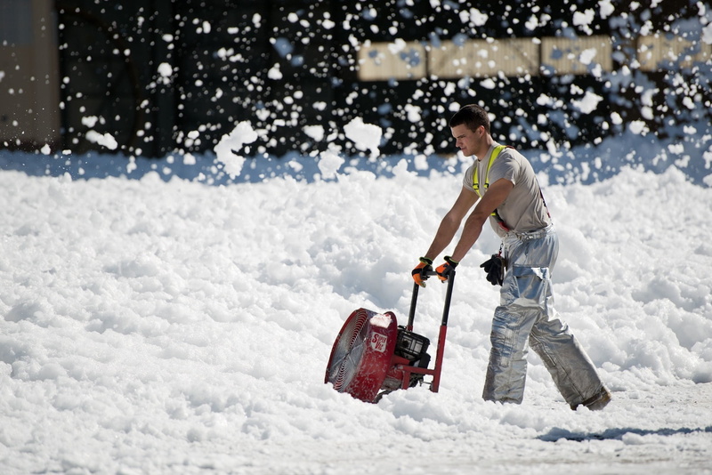 1080P, day, screw conveyor, young adult, shoveling, men, blower, device, standing, adult, cold temperature, behind, clearing snow, clothing, winter, outdoors