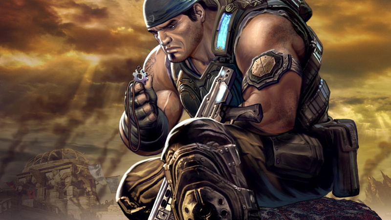 art, marcus fenix, soldiers, gears of war, 2K