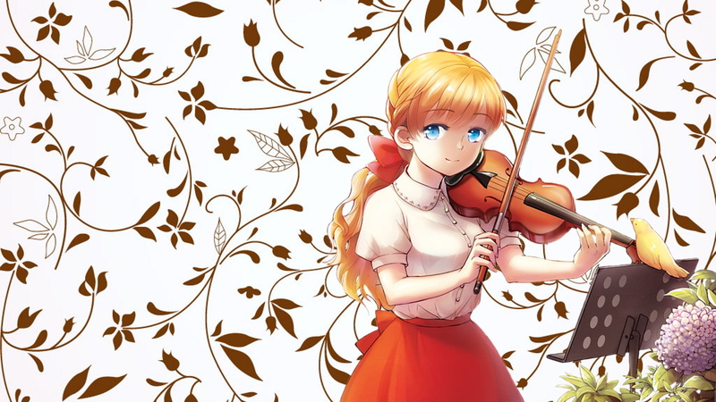 one person, portrait, lifestyles, blond hair, real people, front view, three quarter length, indoors, anime, 1080P, orchestra, representation, innocence