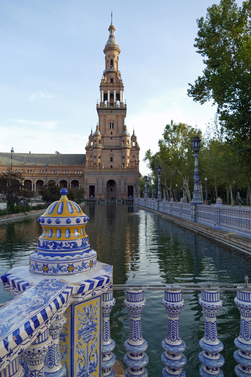 outdoors, architecture, travel destinations, canal, worlds fair, ornate, plaza-de-espana, built structure, history, sky, decoration, art, tourism, religion