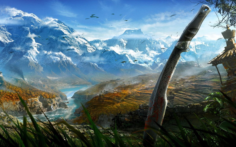 cry, far, art, mountain, far cry 4, 720P, sword