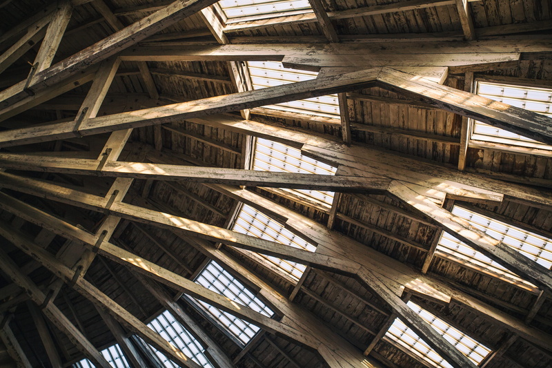 dockyard, pattern, repetition, staircase, Chatham Historic Dockyard, roof beam, full frame, built Structure, low angle view, city, construction Industry