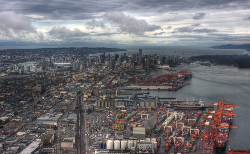 gastown, Side, Harbour, Canada, False, Urban, Dock, office building exterior, Creek, building, cityscape, City, British Columbia, high angle view, Railway