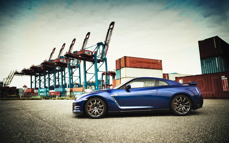 cars, 1080P, nissan, r35, blue, dockyard, gt r