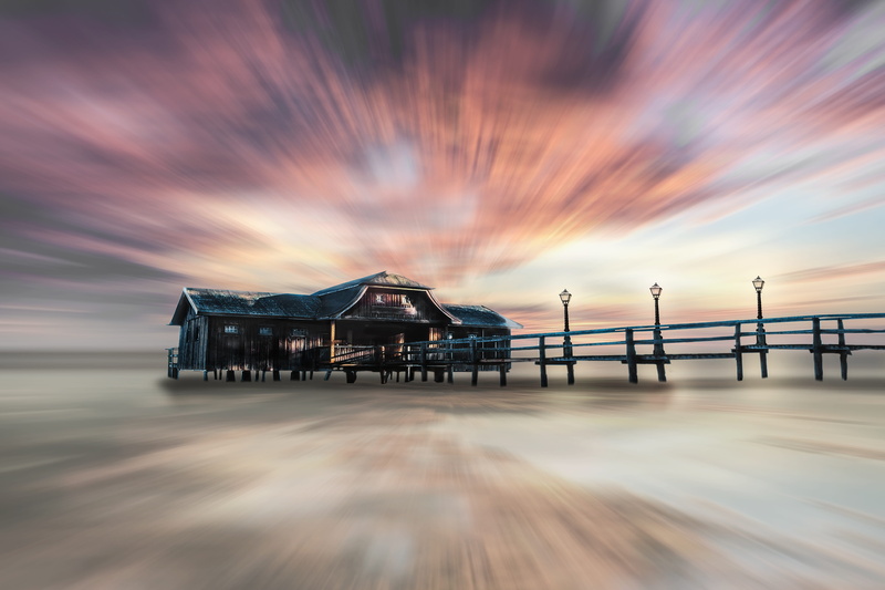 environment, composing, atmospheric, quiet, land, beauty in nature, landscape, no people, wooden bridge, black, skies, fishermans house, blurred motion