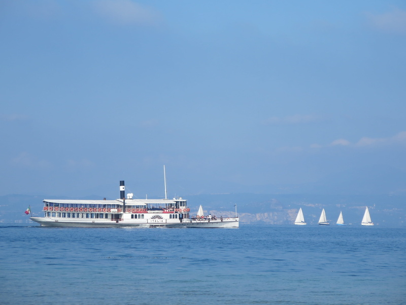 sailboat, blue, travel, built structure, copy space, 2K, nature, clear sky, garda, nautical vessel, paddle steamers, sea, Ship, no people, passenger craft