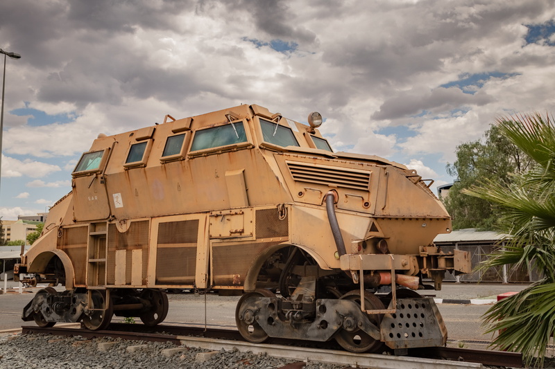 cloud - sky, built structure, obsolete, 5K, land vehicle, mode of transportation, old, tire, sky, train track, locomotive, architecture, train - vehicle